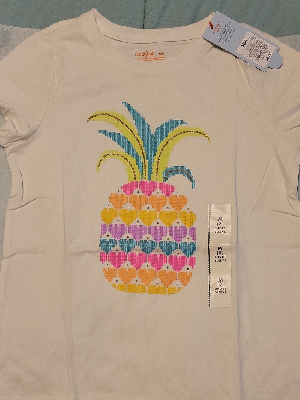 Cat & Jack White Short-Sleeve Tee with Bright Pineapple Graphic